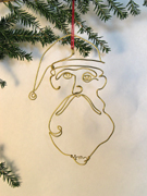 Wire Sculpture Christmas Santa Ornament