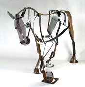 Lisa Fedon / Steel Horse Sculpture - SELF PORTRAIT WORKING HORSE