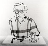 Figurative wire sculpture of film director, Woody Allen