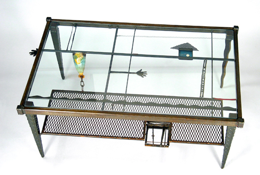 Table :: Tables :: Steel :: Coffee :: Glass :: Dining :: Buffet :: End :: Cocktail :: Kitchen :: Home :: Office :: Lobby :: Desk :: Sculptural :: Lisa Fedon